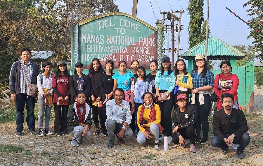 Students of Devi Charan Barua Girls College participate in Aaranyak’s Journey for Learning programme at Manas National Park.