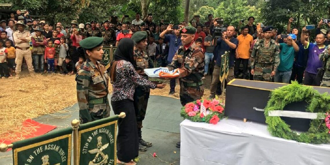 Final salute to fallen soldier Serto Thangthang Kom in Manipur