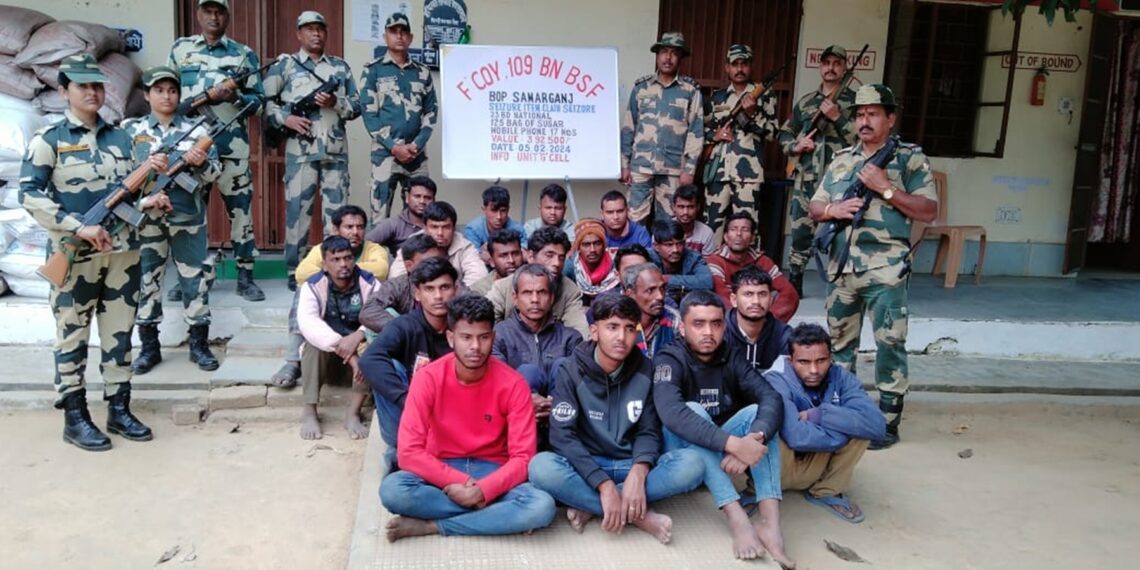 BSF foils sugar smuggling attempt: 23 Bangladesh nationals arrested in Tripura