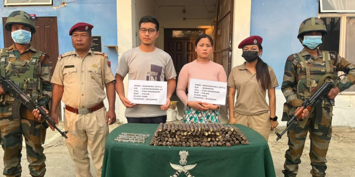 Myanmarese couple among four arrested with explosives, drugs in Mizoram