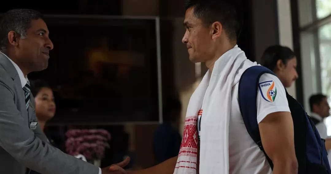 Indian Football Team Captain Sunil Chhetri arrives in Guwahati (Photo: AIFF Media)