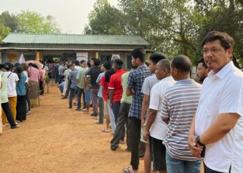 Meghalaya CM joins early voters, queues up at polling station since 6:30 am