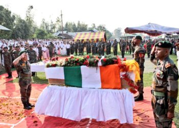 Major M Pritam Singh laid to rest with military honours at Imphal West