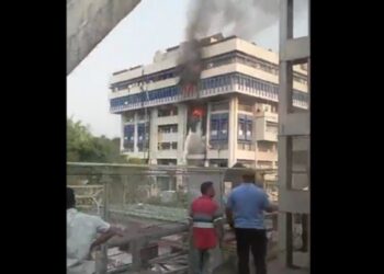 Massive fire breaks out at Bijulee Bhawan in Guwahati’s Paltan Bazar area