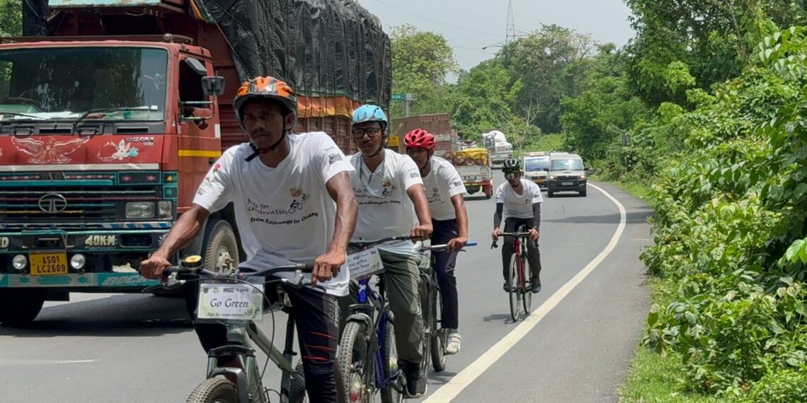 Pedalling for biodiversity conservation: 8 cyclists cover 160 km from Kaziranga to Orang