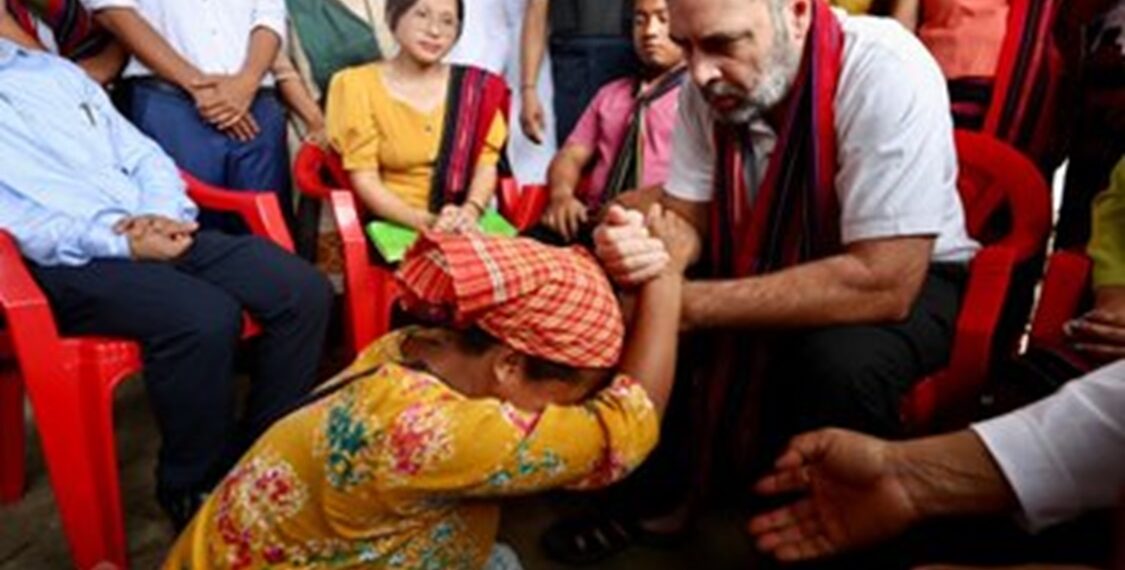 Rahul Gandhi reaches Manipur’s Jiribam amidst gunfire reports, meets inmates at relief camp