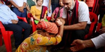 Rahul Gandhi reaches Manipur’s Jiribam amidst gunfire reports, meets inmates at relief camp
