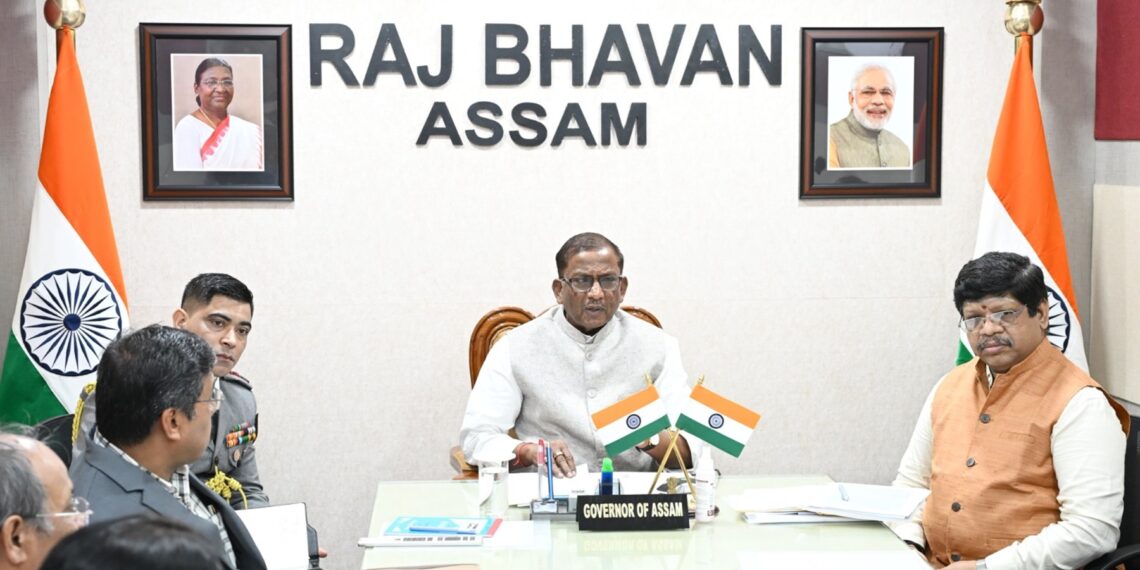 Assam Governor Lakshman Prasad Acharya holds a meeting with educational institutions heads at Raj Bhavan in Guwahati on Tuesday
