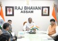 Assam Governor Lakshman Prasad Acharya holds a meeting with educational institutions heads at Raj Bhavan in Guwahati on Tuesday