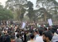 A file photo of thousands of people gathered for 'March for Unity' at Dhaka (SJpapabear/X)