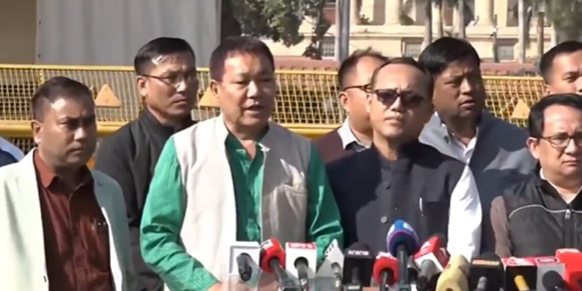 Leaders from the INDIA Bloc speak to mediapersons in New Delhi (INCIndia/X)