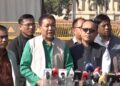 Leaders from the INDIA Bloc speak to mediapersons in New Delhi (INCIndia/X)
