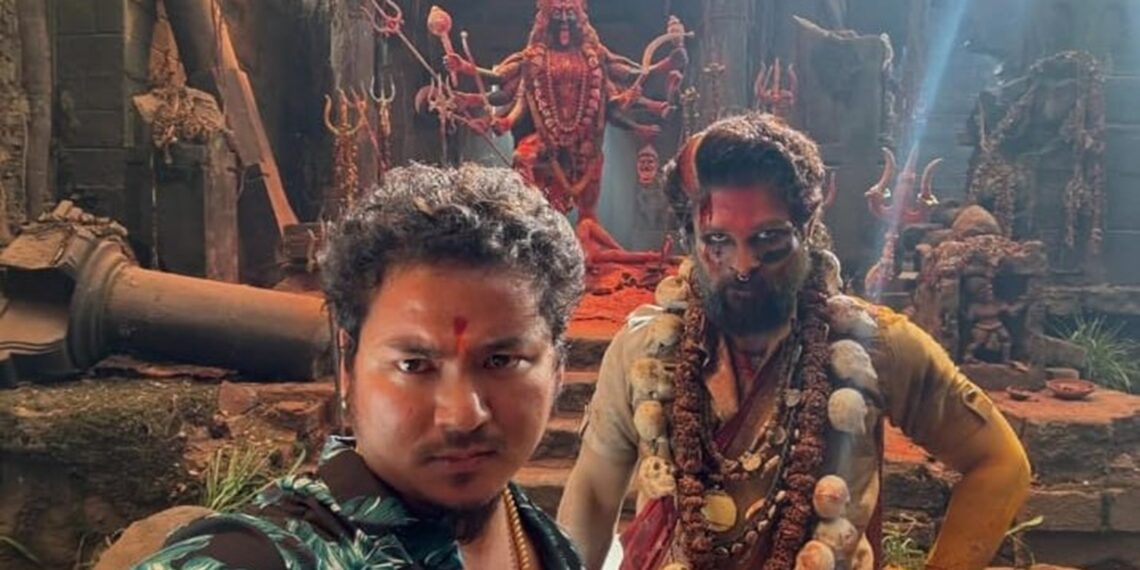Maibam Nabakanta with Allu Arjun behind the scenes of Pushpa 2 (yai.singh/Instagram)