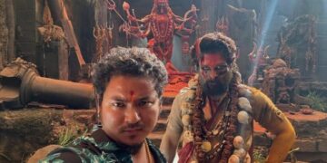 Maibam Nabakanta with Allu Arjun behind the scenes of Pushpa 2 (yai.singh/Instagram)