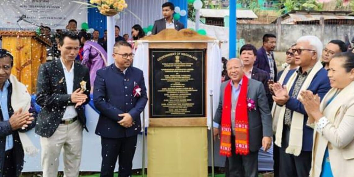 Meghalaya Deputy CM Prestone Tynsong with Nongpoh MLA Mayral Born Syiem and other officials during the foundation laying ceremony