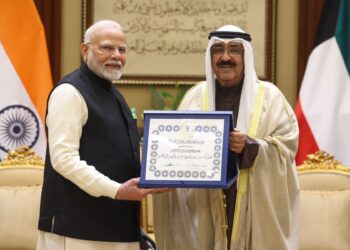 Prime Minister Narendra Modi and His Highness the Amir of Kuwait, Sheikh Meshal Al-Ahmad Al-Jaber Al Sabah (PMOIndia/X)