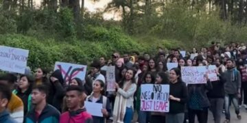 A file photo of students protesting on NEHU Shillong campus (nehu_eastern_hill_university/Instagram)