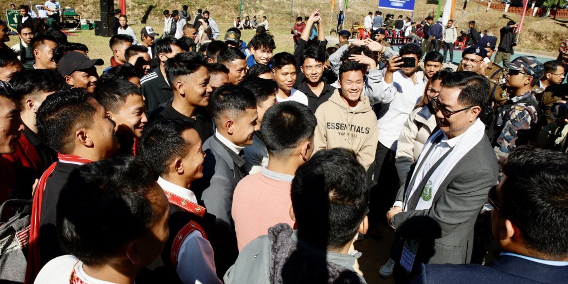 Union Minister Kiren Rijiju meets the youth attending Rozgar Mela at Naharlagun (KirenRijiju/X)