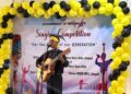 A participant performs in a singing competition held at Ampati, South West Garo Hills