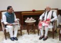 Assam Chief Minister Himanta Biswa Sarma meets Prime Minister Narendra Modi in New Delhi on Monday