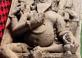The ancient stone statue discovered in Tripura (HinduVoice_in/X)