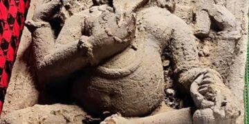 The ancient stone statue discovered in Tripura (HinduVoice_in/X)