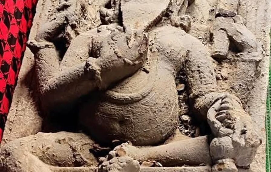 The ancient stone statue discovered in Tripura (HinduVoice_in/X)