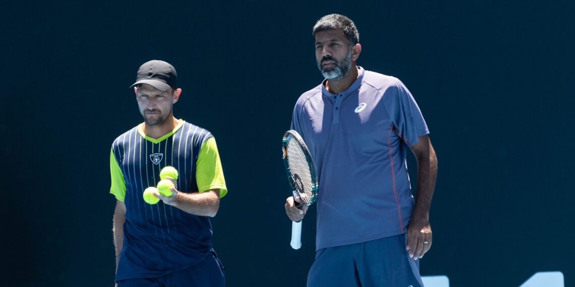 Rohan Bopanna and Nicolas Barrientos at the Australian Open men's doubles match (IndTennisDaily/X)