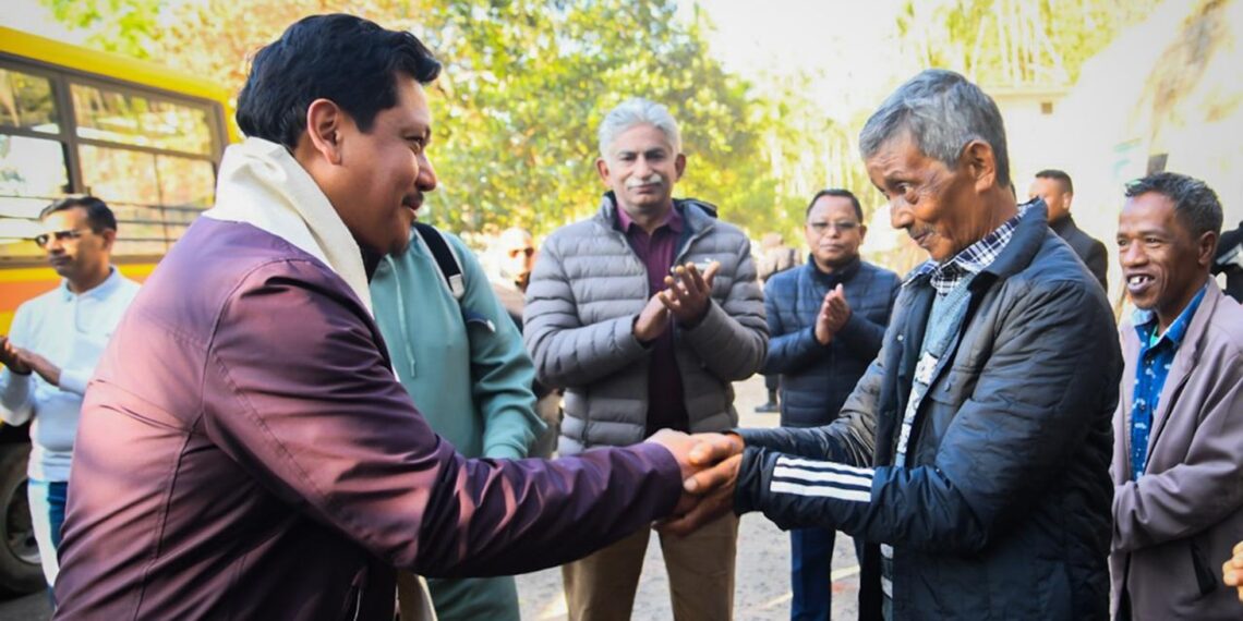 Meghalaya CM Conrad K Sangma meets the locals of Siej village on Saturday