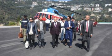 Arvind Panagariya, Chairman, 16th Finance Commission, along with members and officials, arrived in Gangtok on Sunday (PIBGangtok/X)