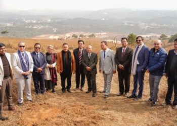 Meghalaya CM Conrad K Sangma along with his colleagues lays foundation for the landmark New Meghalaya Secretariat at New Shillong (CMO_Meghalaya/X)