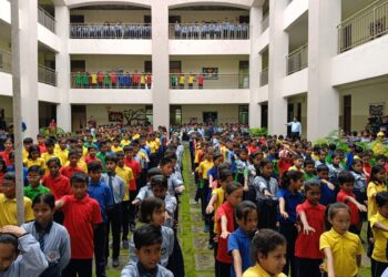 A file photo of Meghalaya students taking part in a sensitisation programme (moefcc/X)