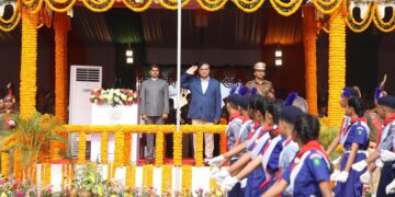 Assam CM Himanta Biswa Sarma attends the Republic Day celebration in Dibrugarh on Sunday (himantabiswa/X)