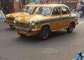 The iconic yellow taxi in Kolkata