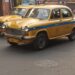 The iconic yellow taxi in Kolkata