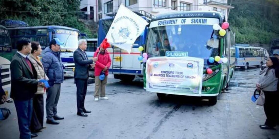 Sikkim Education Minister Raju Basnet launches an 11-day educational exposure tour (SikkimDailynews/FB)