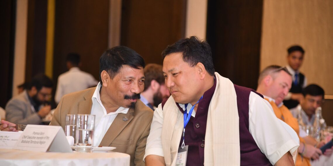 BTC chief Pramod Boro and Cabinet Minister Atul Bora at the Advantage Assam 2.0 (PramodBoroBTR/X)