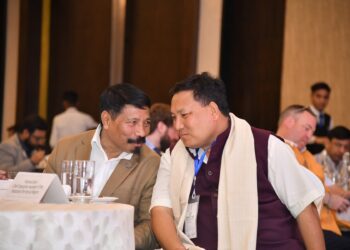 BTC chief Pramod Boro and Cabinet Minister Atul Bora at the Advantage Assam 2.0 (PramodBoroBTR/X)