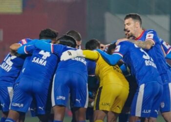 Bengaluru FC players in Shillong on Friday (AllIndiaFtbl/X)