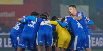 Bengaluru FC players in Shillong on Friday (AllIndiaFtbl/X)