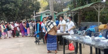 Women in Resubelpara, attend the health camp