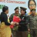 Assam Sports Minister Nandita Garlosa felicitates an NCC cadet