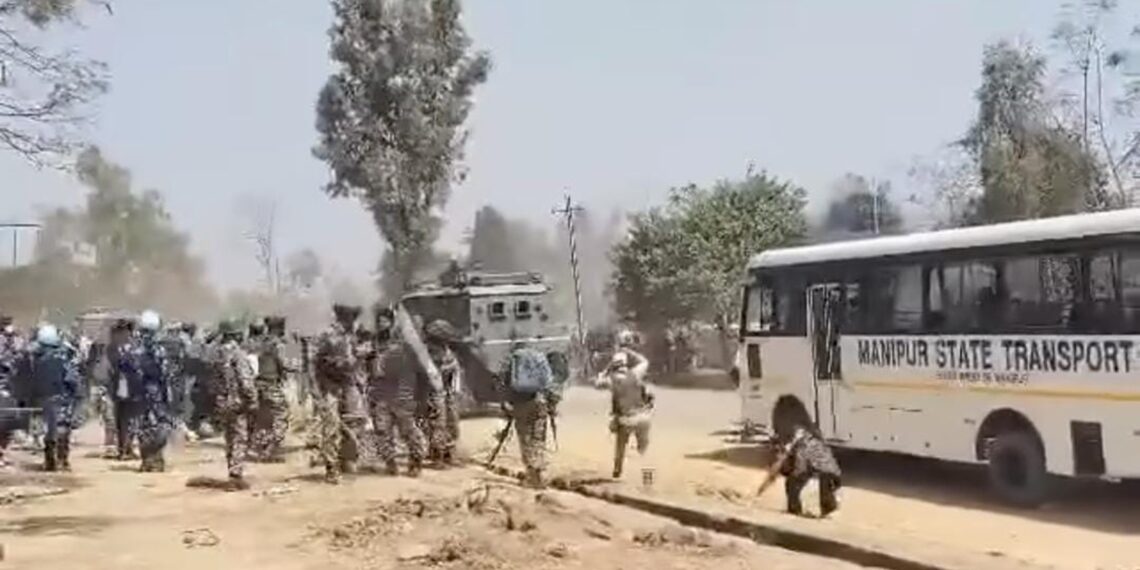 Clash between protesters and security forces in Manipur on Saturday.