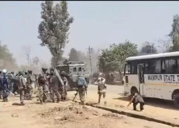 Clash between protesters and security forces in Manipur on Saturday.
