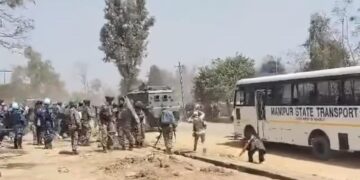 Clash between protesters and security forces in Manipur on Saturday.