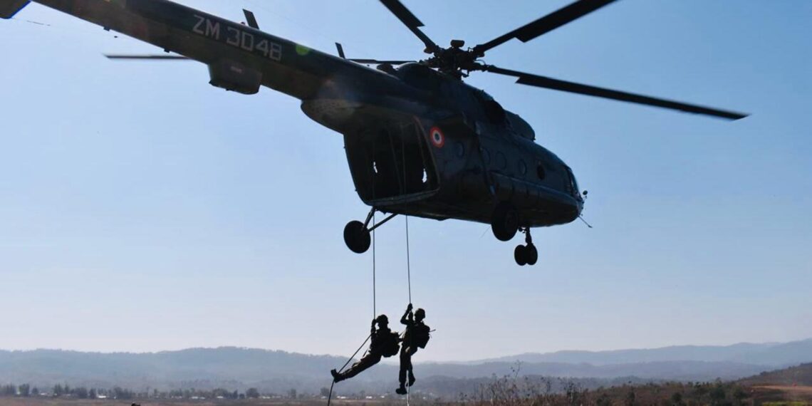 Lieutenant General Gambhir Singh, General Officer Commanding of the Gajraj Corps, visited the Red Horns Division at Umroi Military Station in Meghalaya to observe Exercise Yudh Kaushal