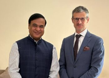Assam Chief Minister Himanta Biswa Sarma met with European Union Ambassador to India, Herve Delphin, on Wednesday (himantabiswa/X)