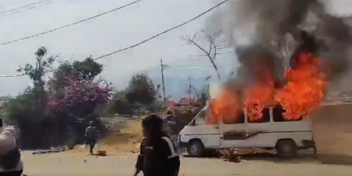 Violence erupted in Manipur's Kangpokpi district on Saturday