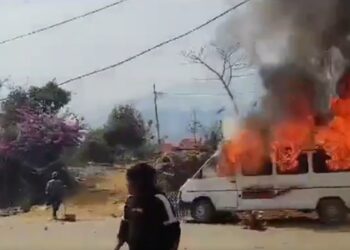 Violence erupted in Manipur's Kangpokpi district on Saturday