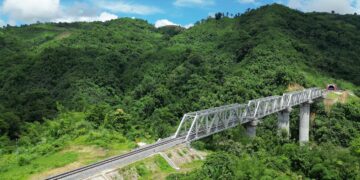 The Bairabi-Sairang broad gauge railway line project (RailMinIndia/X)